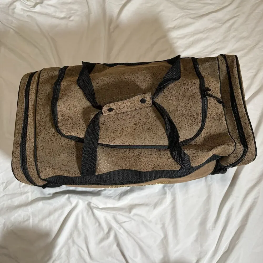 Vintage Wrangler Texas Stampede Western Duffle Bag Tan Black Rodeo Travel Gym